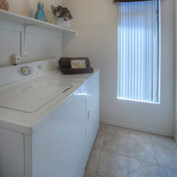 In-unit washer and dryer in a model home at San Pedregal in Phoenix, Arizona