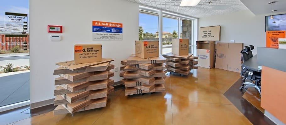 Business center and boxes available at at A-1 Self Storage in San Diego, California