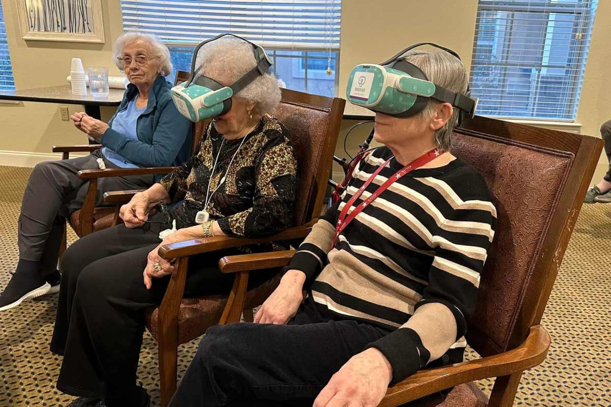 Seniors using virtual reality Isle at Raider Ranch in Lubbock, Texas