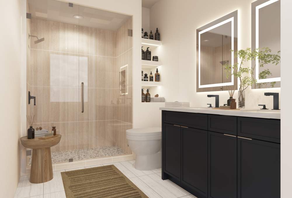 Elegant bathroom at RIVA Solana Beach in Solana Beach,California