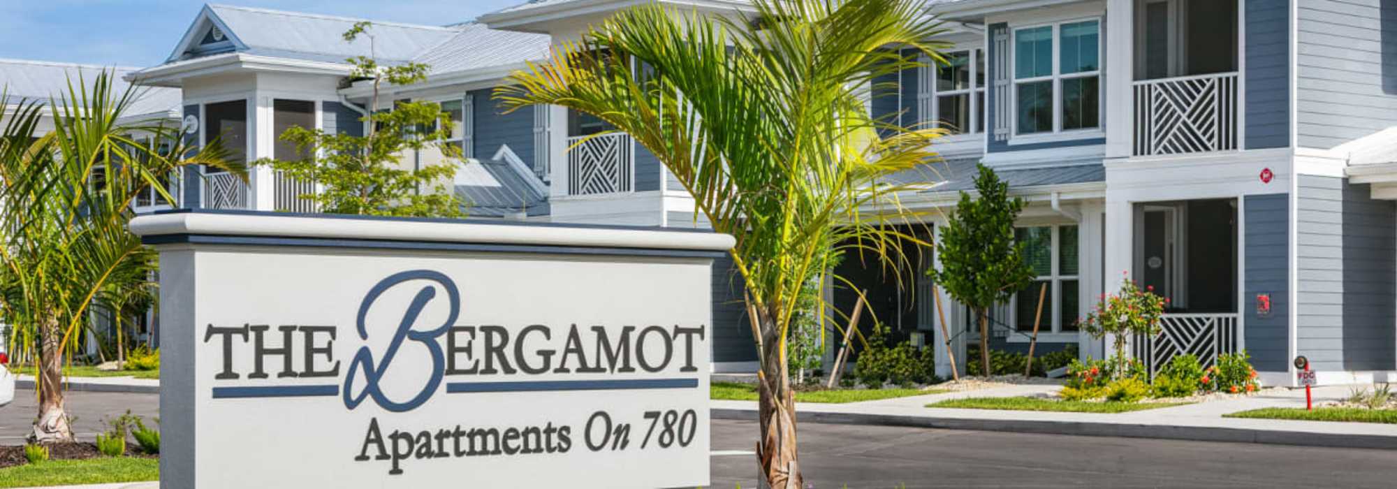 Signage board at The Bergamot Apartments On 780 in Sarasota, Florida