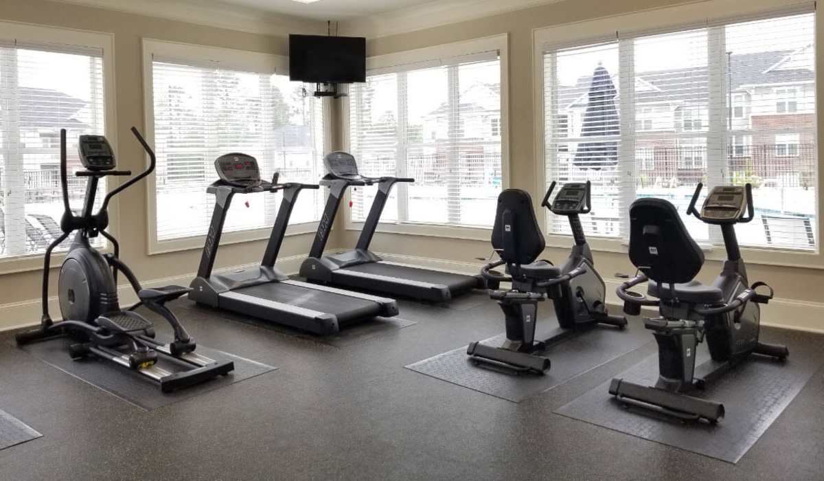 Fitness center at Palisades at Legacy Oaks in Knightdale, North Carolina