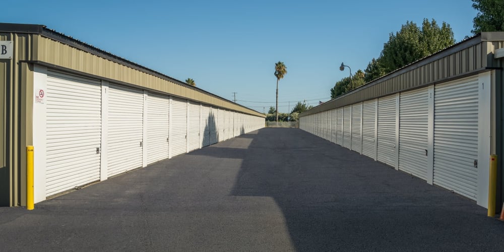 Drive-up self storage units at StorQuest Self Storage in Acampo, California