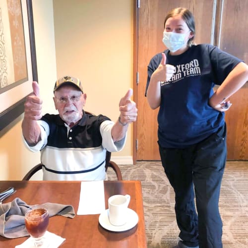 Thumbs up at Oxford Senior Living in Wichita, Kansas