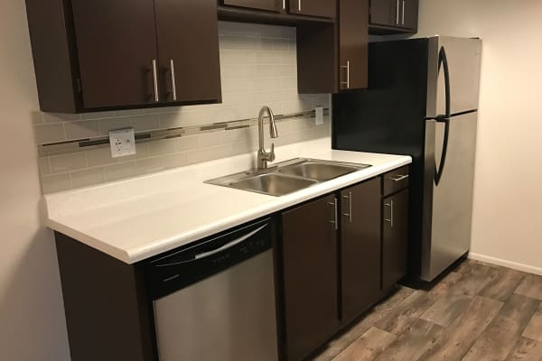Kitchen at at Windgate Apartments in Bountiful, Utah