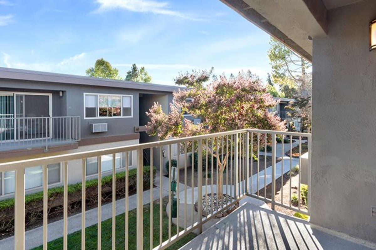 Private patio at Highland Gardens in Mountain View, California