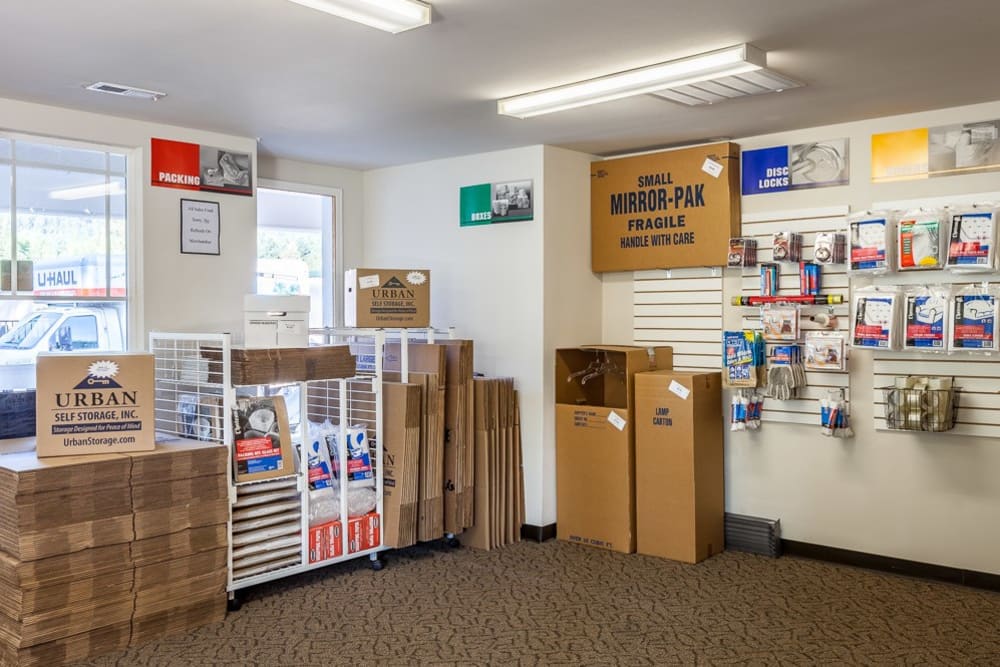 Moving supplies sold at Cascade Heated Self Storage in North Bend, Washington