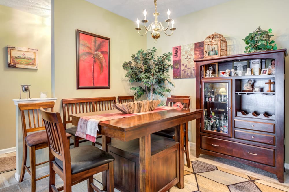 Model dining room at Park Madison Apartments in Greenwood, Indiana