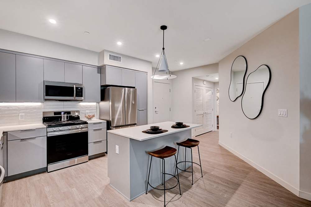 Gourmet kitchen and seating at The Ellison in Las Vegas, Nevada