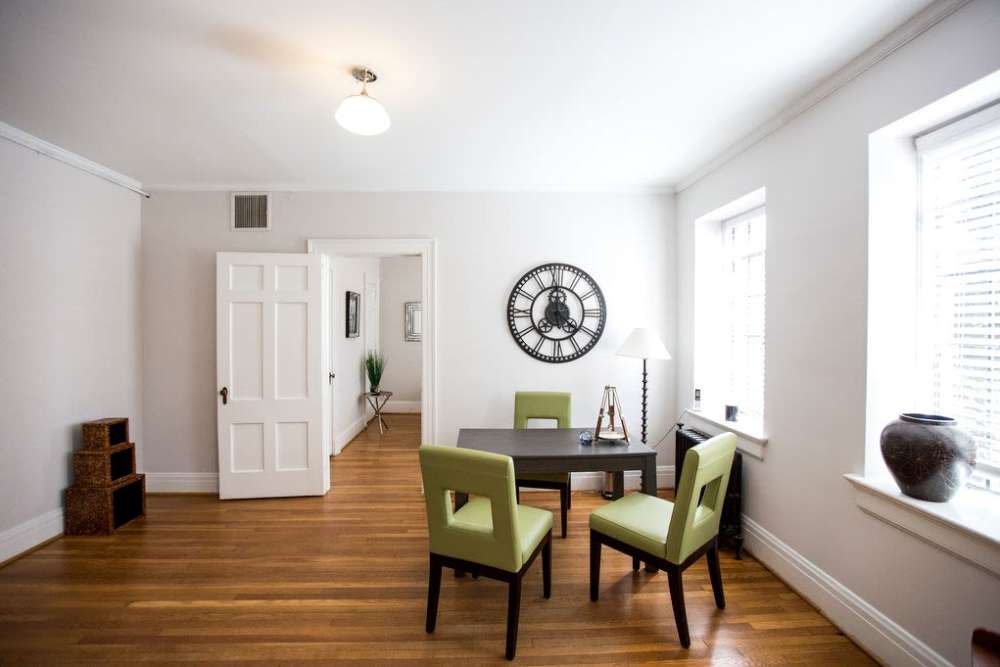 Dining area of an apartment at Historic Boylan Apartments in Raleigh, North Carolina