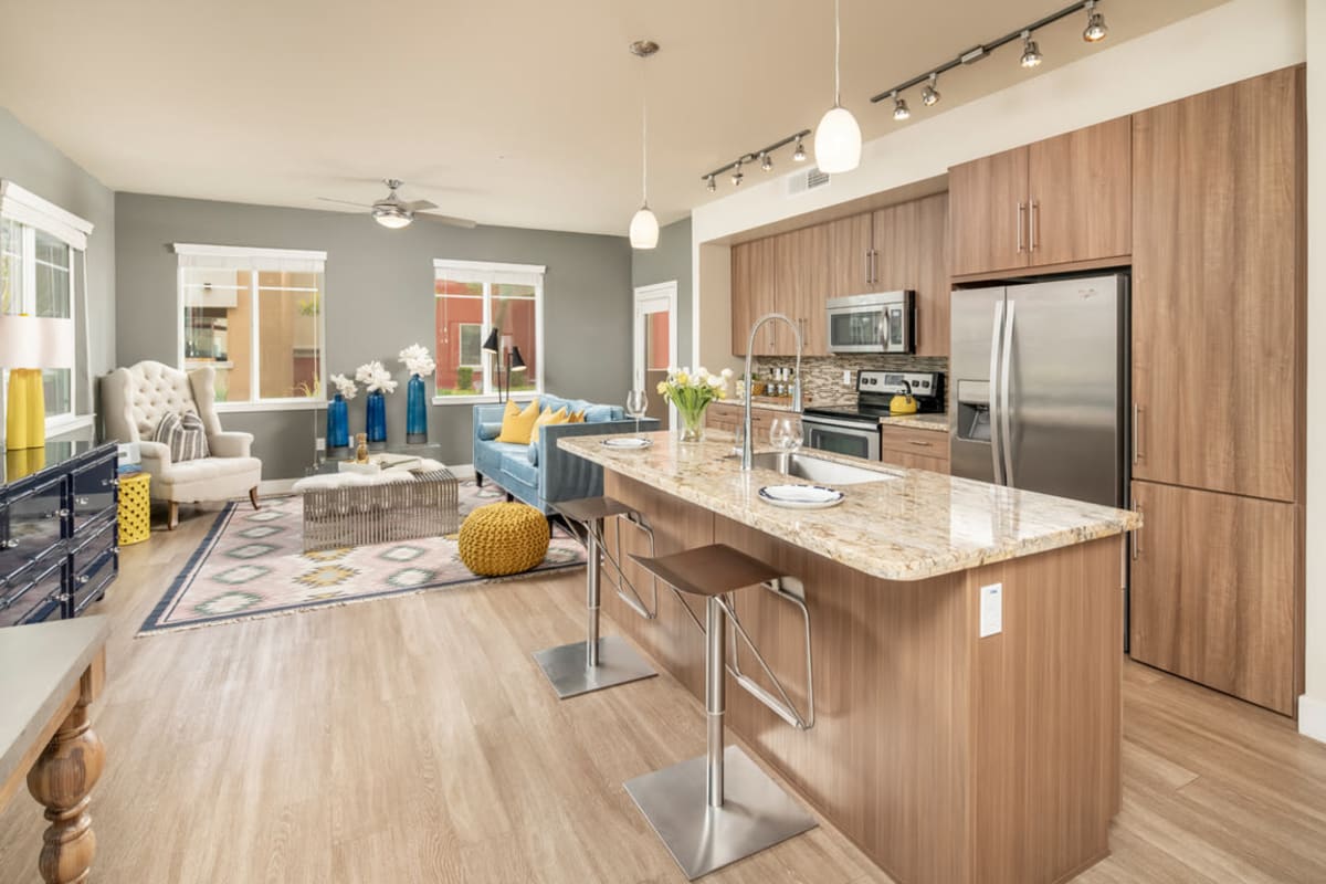 Spacious apartment with modern kitchen at Volta on Broadway, Tempe, Arizona