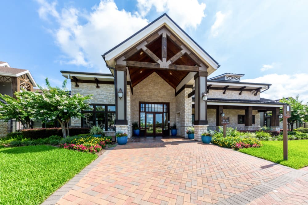 Clubhouse front entrance at Marquis at Sugar Land in Sugar Land, Texas