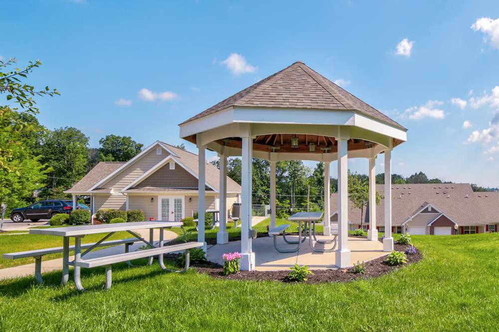Gazebo and picnic area at Braddocks Greene in Frostburg, Maryland