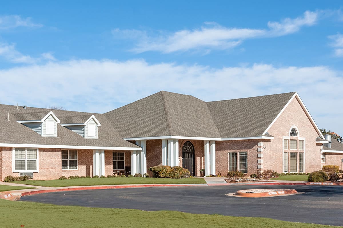 Front entrance and landscaping  at Cimarron Place in Midland, Texas