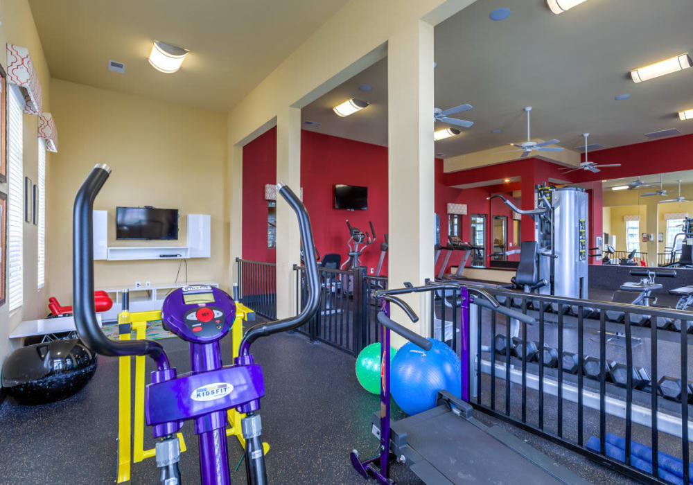 Spacious fitness center at Amberton at Stonewater in Cary, North Carolina