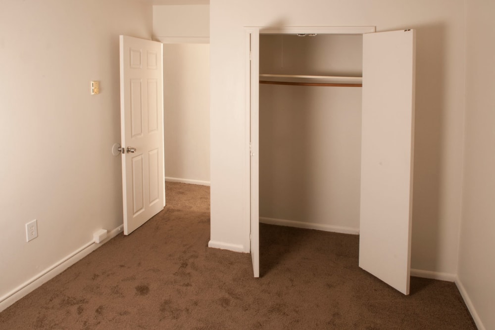 Bedroom with closet at Alpine Court East Apartments in Lindenwold, New Jersey