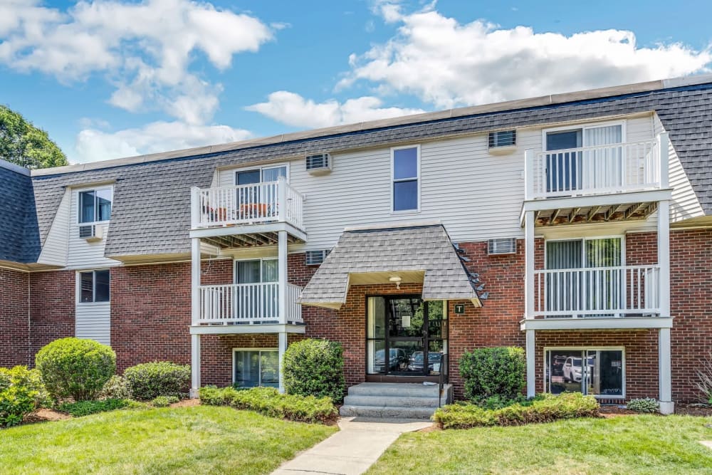 Exterior front entrance at Park Village West in Westborough, Massachusetts