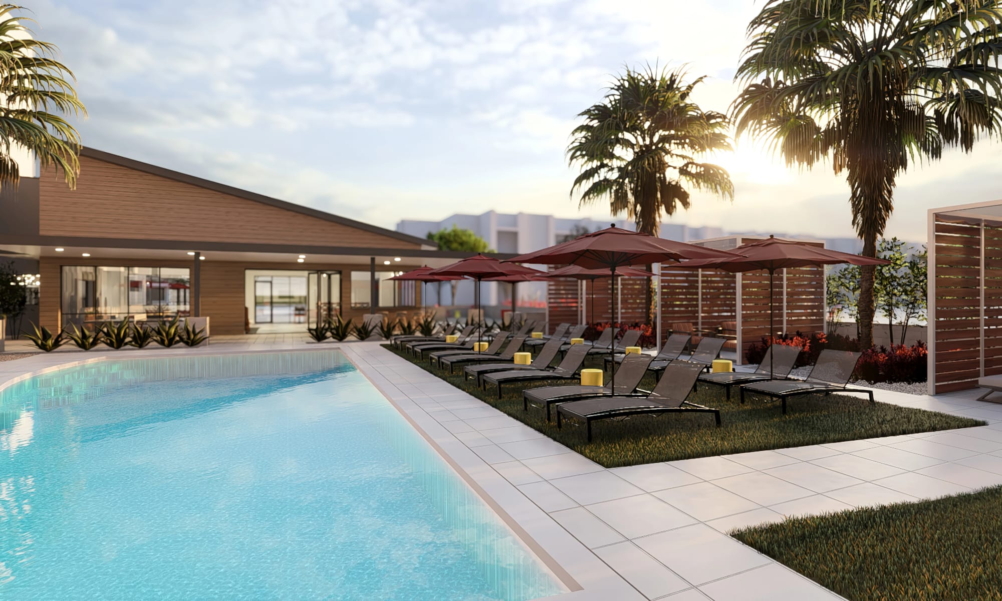 Rendering of residents swimming pool at Alexan Tempe in Tempe, Arizona