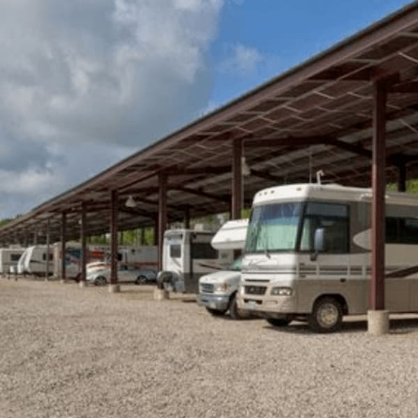 Covered RV, boat, and auto storage at StorQuest Self Storage in Sugar Land, Texas