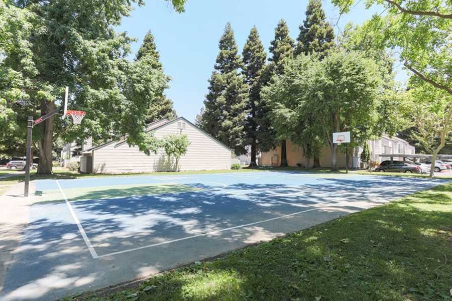 Outdoor tennis court at Ashford Park in Sacramento, California