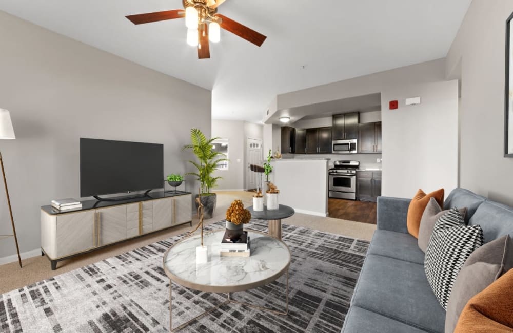 Model living room at Lesarra in El Dorado Hills, California