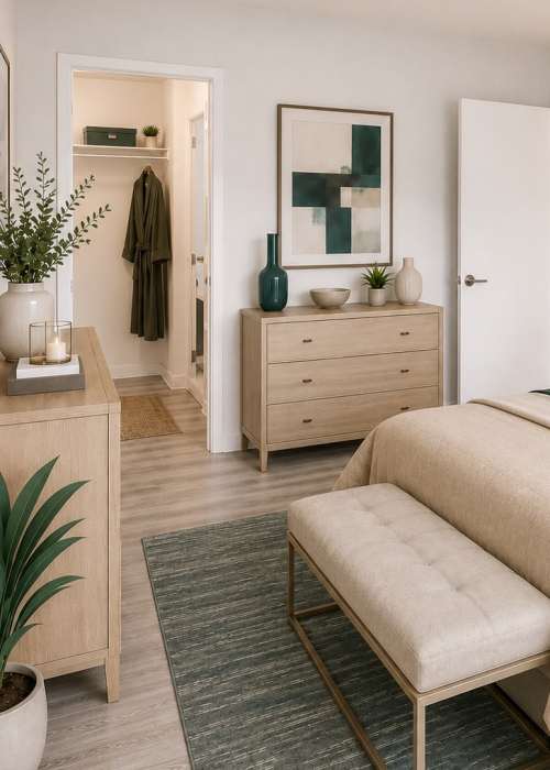 Modern bedroom closet at Pinnacle at Afton in Richmond, Virginia