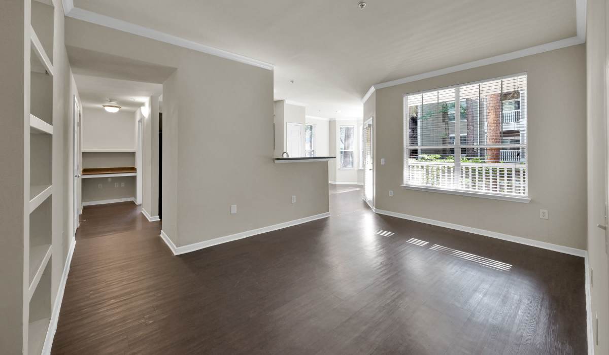 Well-lit living room at Whispering Pines Ranch in The Woodlands, Texas