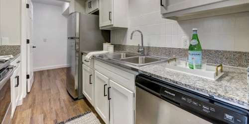 Modern kitchen at The Alista Apartments in Dallas, Texas, 