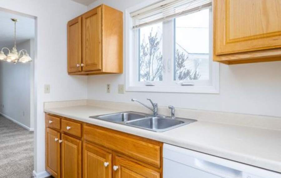 Modern kitchen at Unionville Station Townhomes in Hilton, New York
