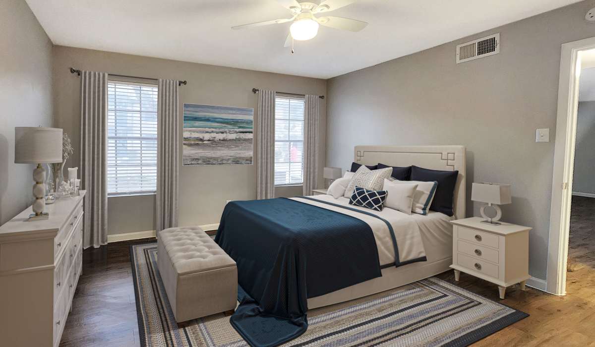 Cozy bedroom at Costa Mesa Apartments in Houston, Texas