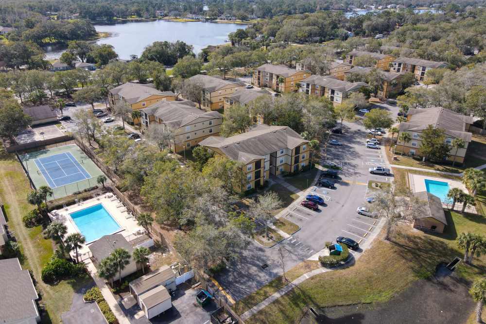 Aerial view of apartments at Huntington Reserve in Sanford, Florida