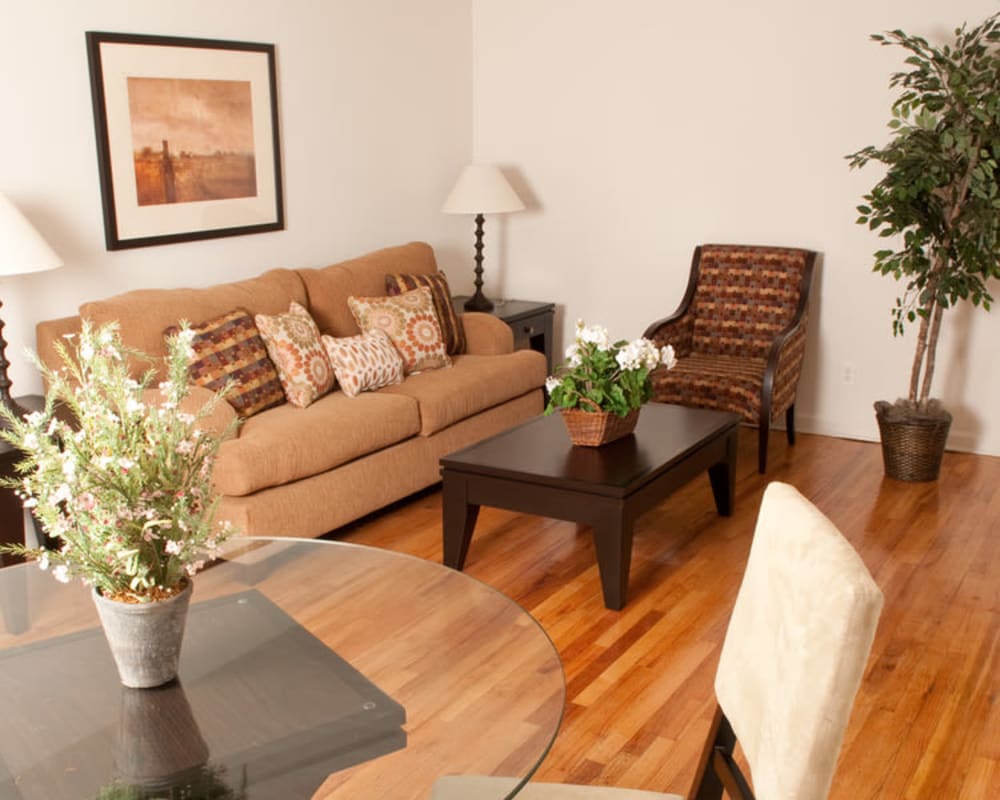 Living room at King Alfred Apartments in Passaic, New Jersey