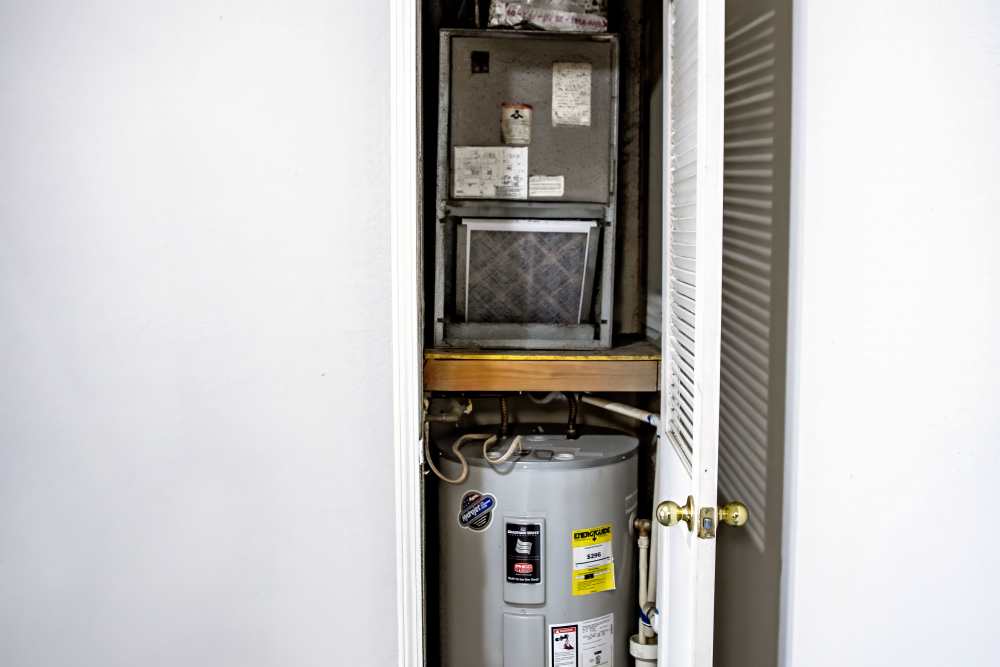 Water heater at Whispering Plains Apartments in Guymon, Oklahoma