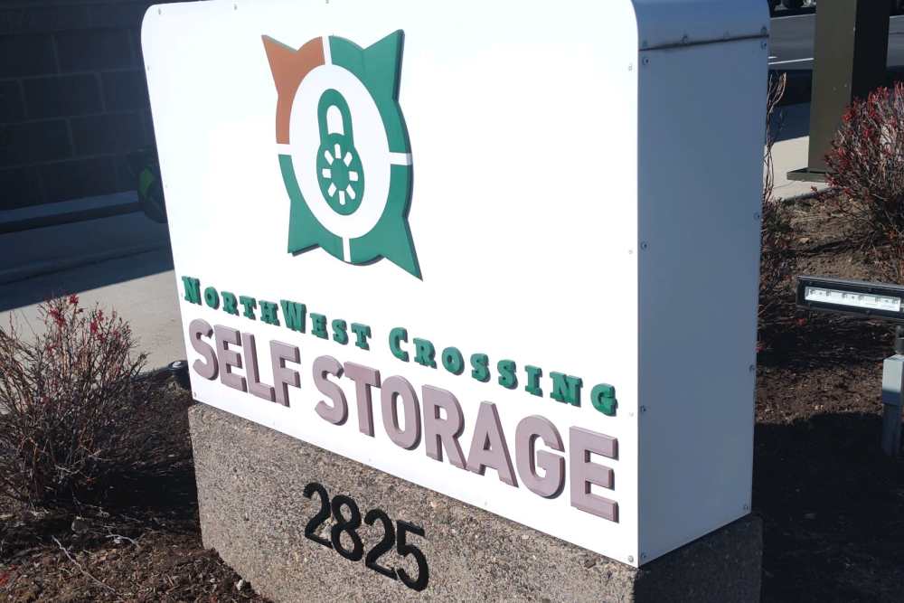 NWX Self Storage entrance sign at Northwest Crossing Self Storage in Bend, OR