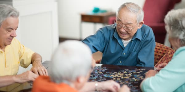 Residents playing games at Holton Manor in Elkhorn, Wisconsin