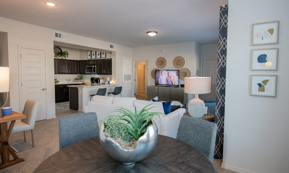 Luxury clubhouse with pool table at Center 301 Apartments in Belton, Missouri