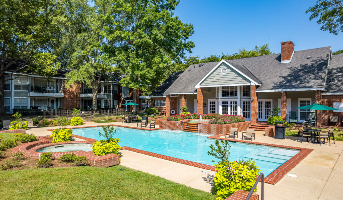Swimming pool and trees all around at The Willows in Shreveport, Louisiana