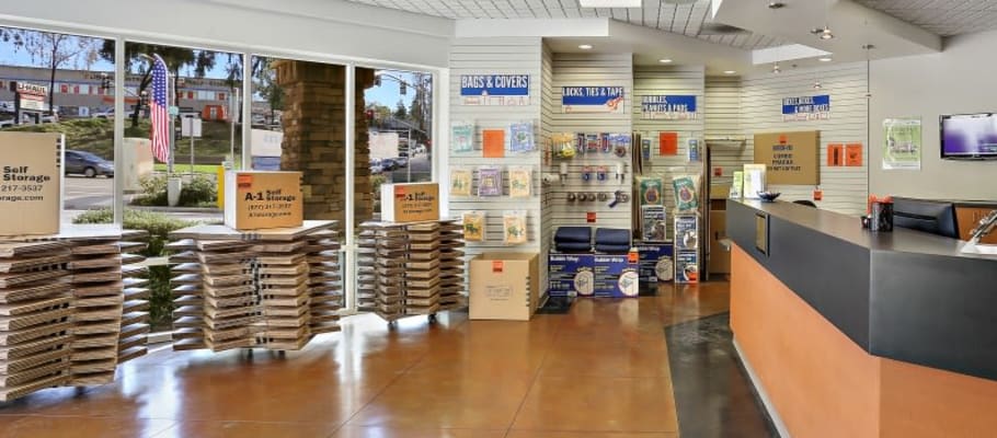 Business center and boxes available at  at A-1 Self Storage in San Diego, California