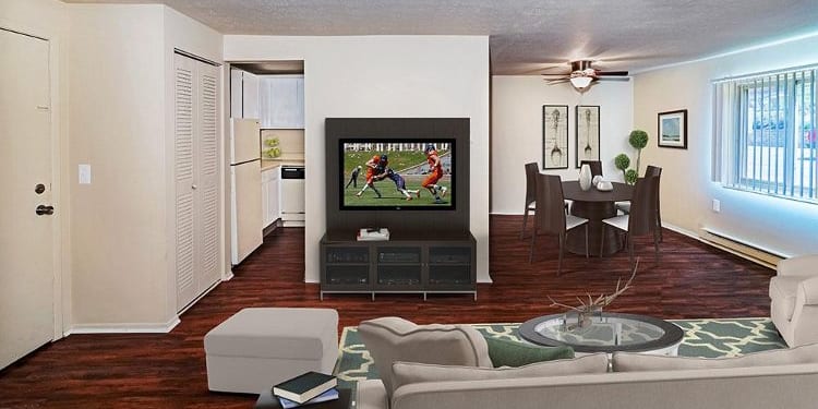 Well decorated living room at Park Place of South Park
