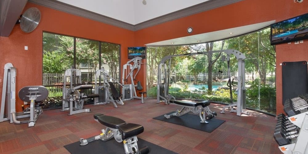 Fitness center at The Verandas at Timberglen in Dallas, Texas