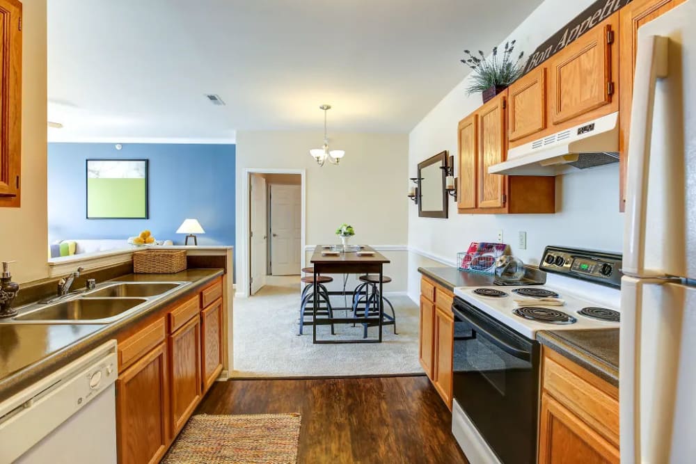 Tons of counter space in the kitchen at Charleston Pines Apartment Homes in Florence, Kentucky