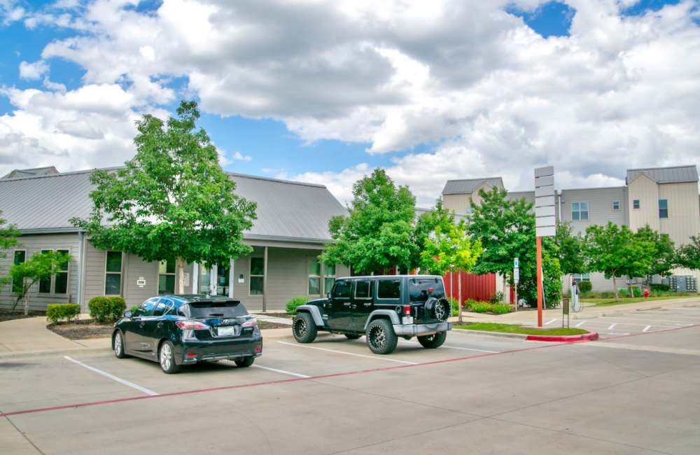 Car parking with community view at Cardinal Point in Austin, Texas