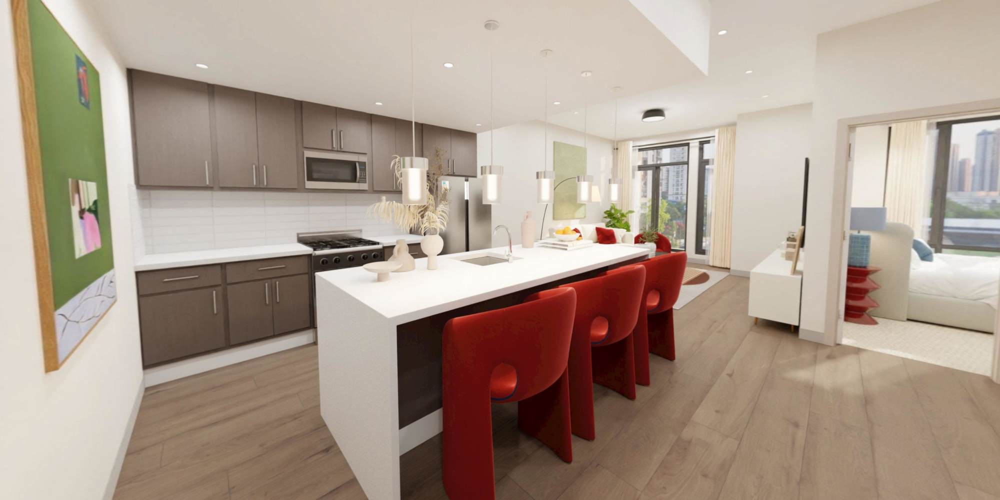 Upgraded kitchen at The Maxx and The Alexandra in Pittsburgh,Pennsylvania