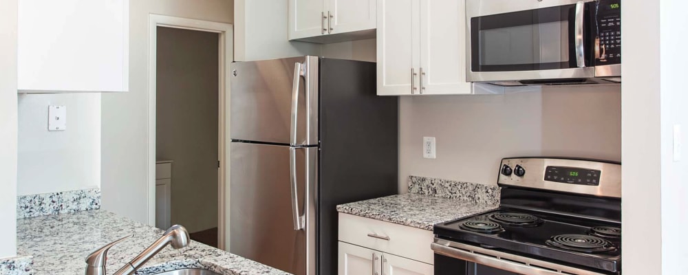 Stainless steel appliances in an apartment kitchen at Hunt Club in Gaithersburg, Maryland 