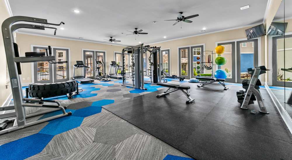 Fitness centre at Cross Timbers Apartments in Greenville, Texas