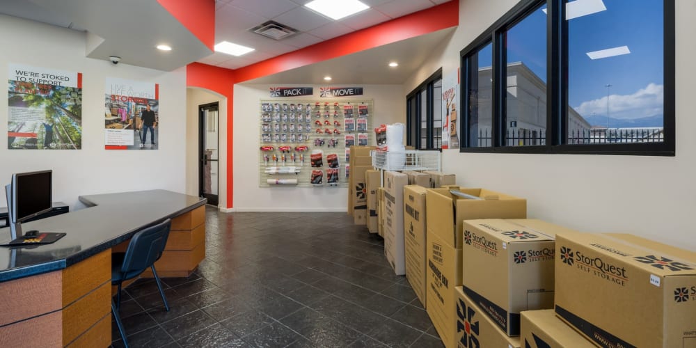 Packing supplies available in the leasing office at StorQuest Self Storage in Reno, Nevada