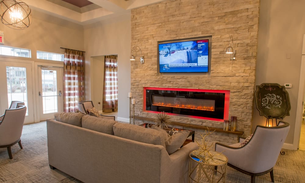 Elegant lounge at Villas of Waterford Apartments in Wichita, Kansas