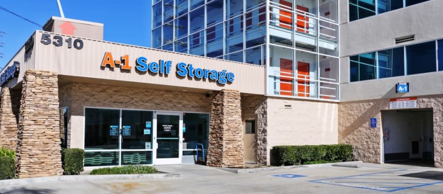 The front entrance of A-1 Self Storage in North Hollywood, California