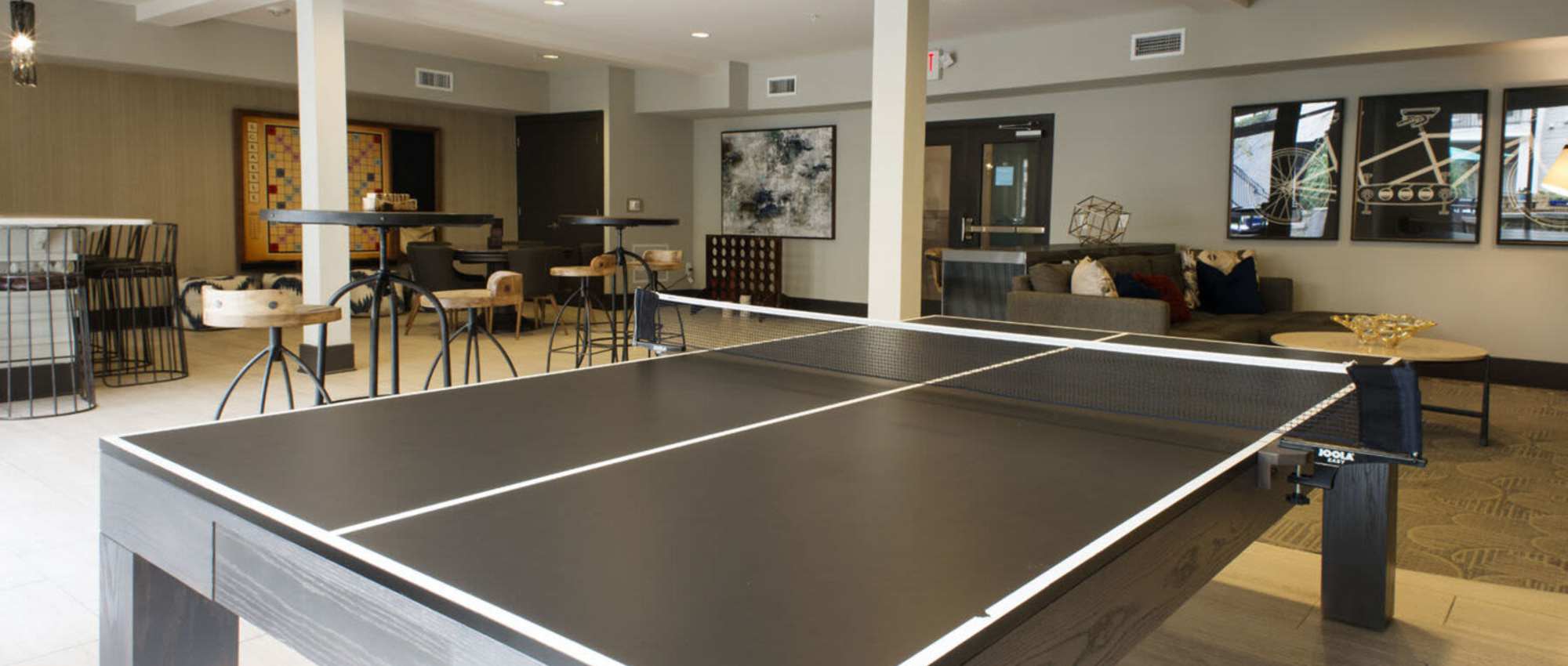 Table tennis in the clubhouse at Centra At North Druid Hills in Atlanta, Georgia
