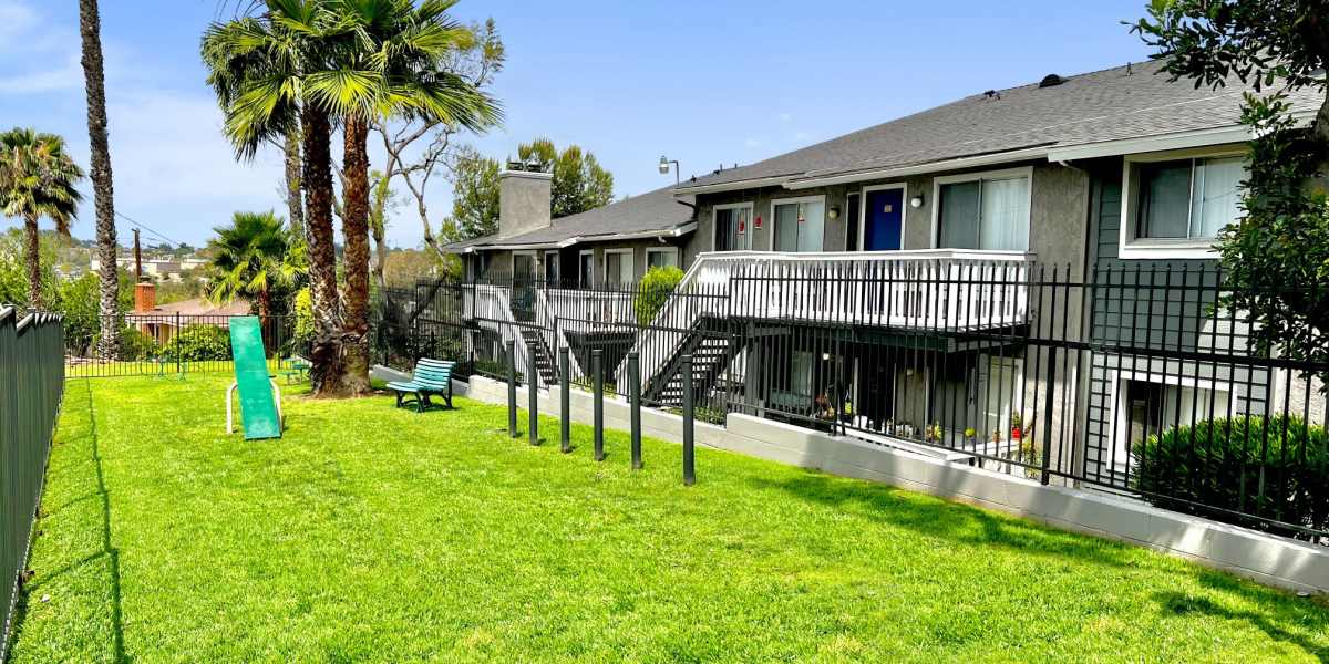 The onsite dog park at Hillside Terrace Apartments in Lemon Grove, California